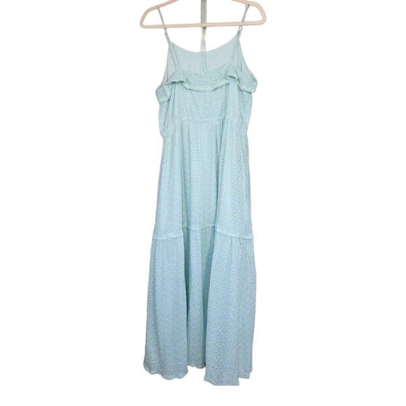 LOST + WANDER Blissful Blues Eyelet Long Maxi Boho Beach Dress Sz L - Picture 8 of 16